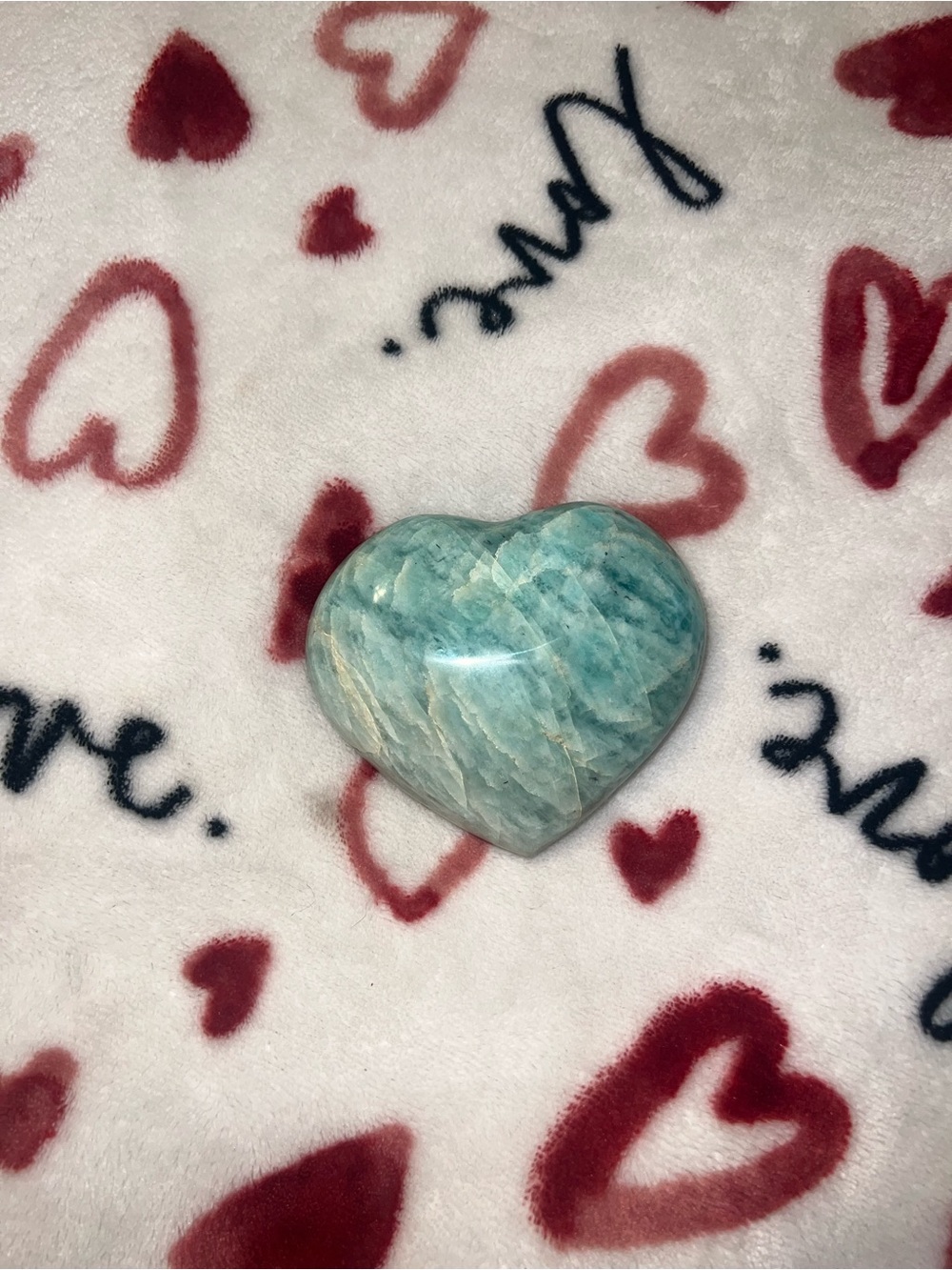 Polished Amazonite Heart Stone - Seafoam Blue-Green